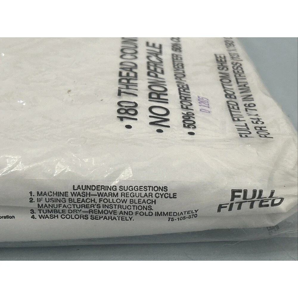 Vintage 70’s CANNON Royal Family Full Fitted Bottom White Sheet Made in USA NWT